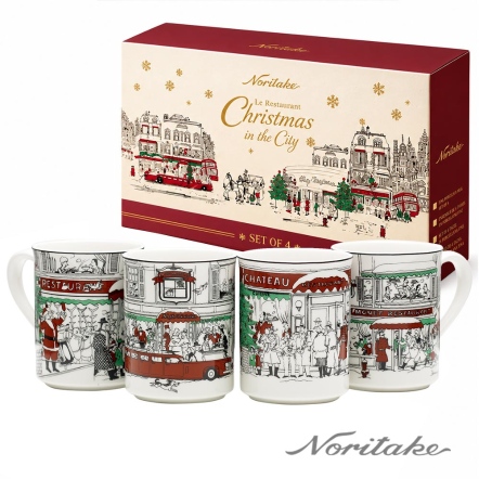 Le Restaurant X'mas聖誕節插畫馬克杯355ml四入組(附禮盒)