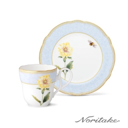 日光香頌天空藍圓盤+馬克杯各1入(附原廠彩盒)骨瓷