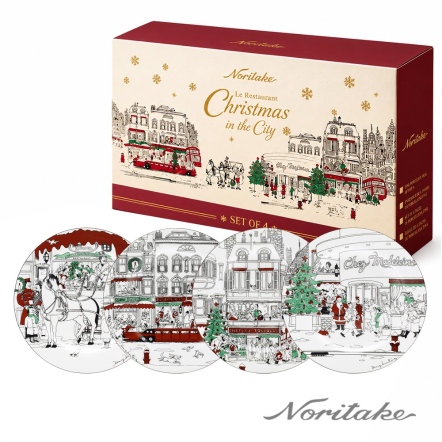 Le Restaurant X'mas 聖誕節插畫瓷盤21cm 四入組(附禮盒)