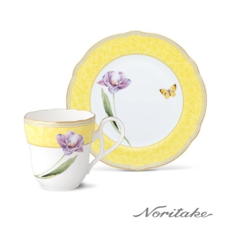 日光香頌檸檬黃圓盤+馬克杯各1入(附原廠彩盒)骨瓷